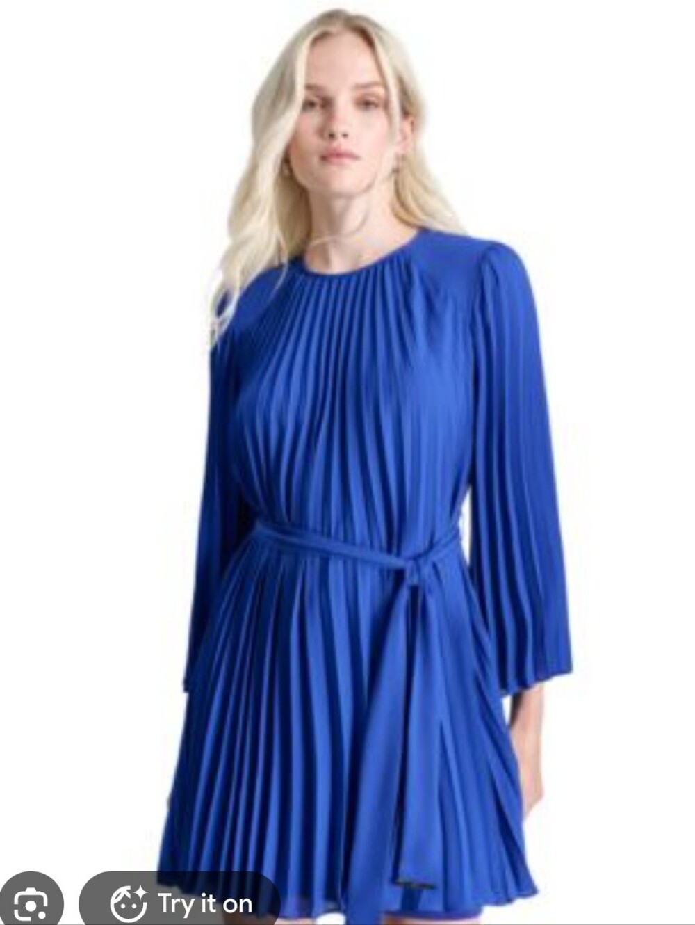 DKNY Pleated Belted Midi Dress in Royal Blue_16